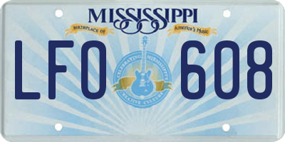MS license plate LFO608