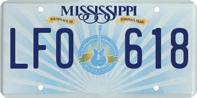 MS license plate LFO618