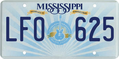 MS license plate LFO625