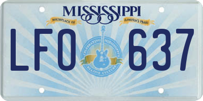 MS license plate LFO637