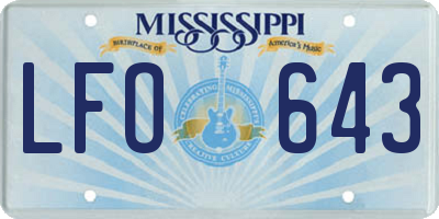 MS license plate LFO643