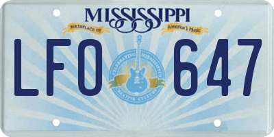 MS license plate LFO647