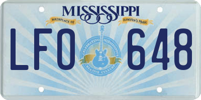 MS license plate LFO648