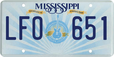 MS license plate LFO651