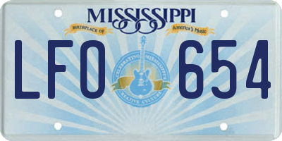 MS license plate LFO654