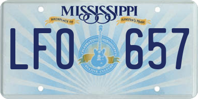 MS license plate LFO657