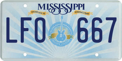 MS license plate LFO667