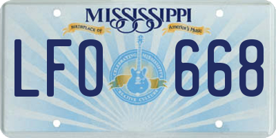 MS license plate LFO668