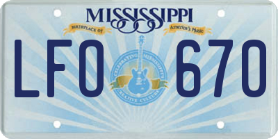MS license plate LFO670
