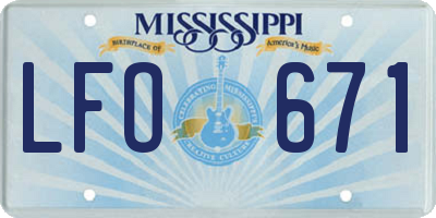 MS license plate LFO671