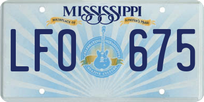 MS license plate LFO675