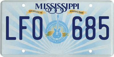MS license plate LFO685