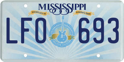 MS license plate LFO693