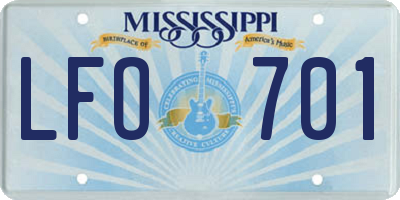 MS license plate LFO701