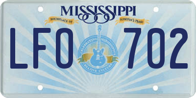 MS license plate LFO702