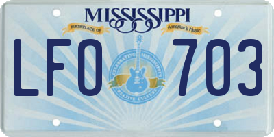 MS license plate LFO703
