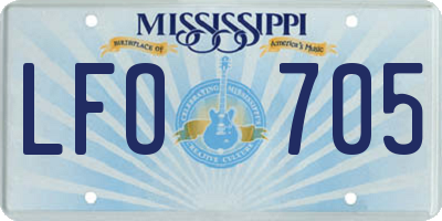 MS license plate LFO705
