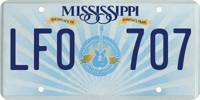 MS license plate LFO707