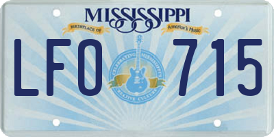 MS license plate LFO715
