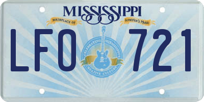 MS license plate LFO721