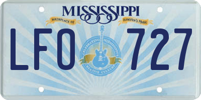 MS license plate LFO727