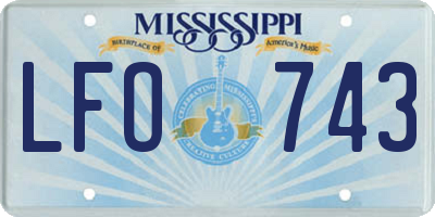 MS license plate LFO743