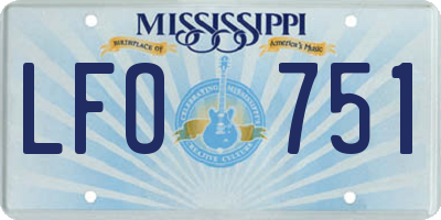 MS license plate LFO751