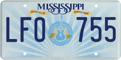 MS license plate LFO755