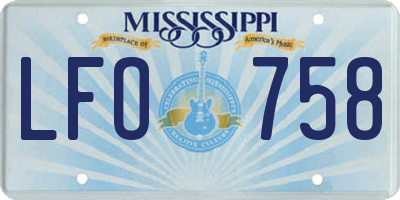 MS license plate LFO758