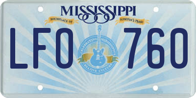 MS license plate LFO760