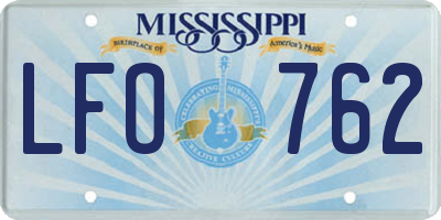 MS license plate LFO762
