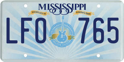MS license plate LFO765