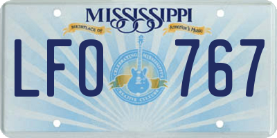 MS license plate LFO767