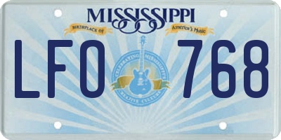 MS license plate LFO768
