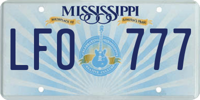 MS license plate LFO777