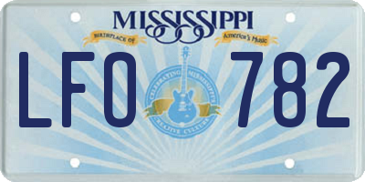MS license plate LFO782