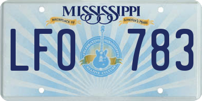 MS license plate LFO783