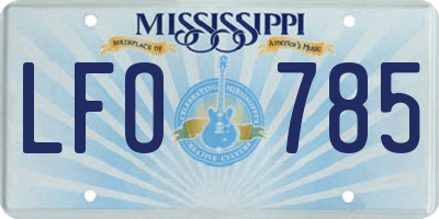 MS license plate LFO785