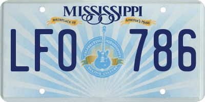 MS license plate LFO786