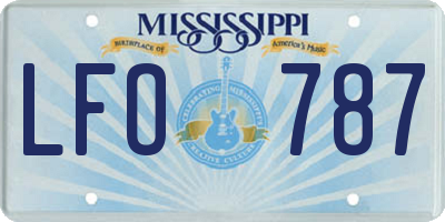 MS license plate LFO787
