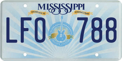 MS license plate LFO788
