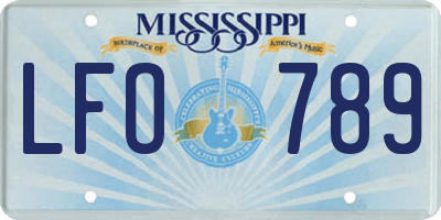 MS license plate LFO789