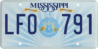 MS license plate LFO791