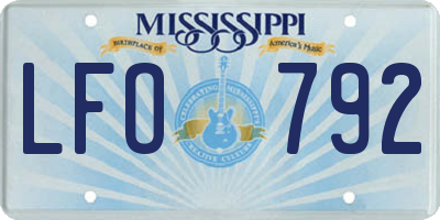 MS license plate LFO792