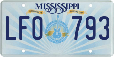 MS license plate LFO793