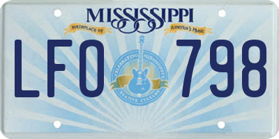 MS license plate LFO798