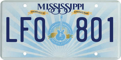 MS license plate LFO801