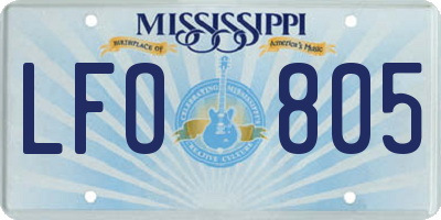 MS license plate LFO805