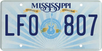 MS license plate LFO807