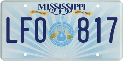 MS license plate LFO817